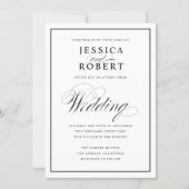 Elegant Black and White Script Classic Wedding Invitation (Front)