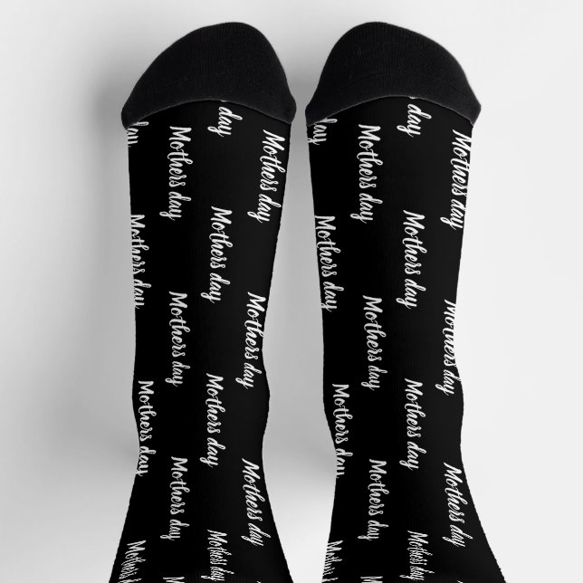 Elegant black and white script custom mothers day socks (Top)