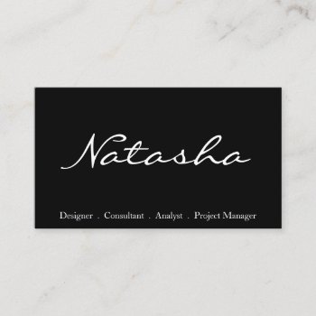 Elegant Black And White Script Font Business Card by ImageAustralia at Zazzle