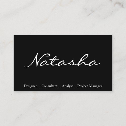 Elegant Black and White Script Font Business Card