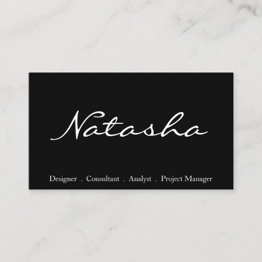 Customizable Elegant Black and White Script Font Business Card
