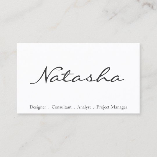 Elegant Black And White Script Font Business Card