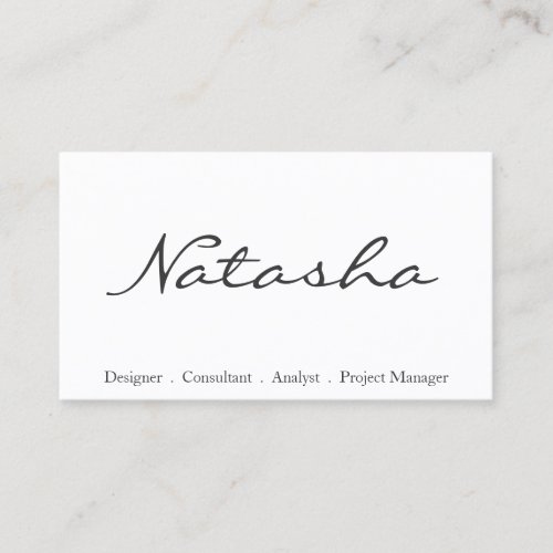 Elegant Black and White Script Font Business Card