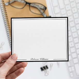 Elegant Black and White Script Monogram Note Card