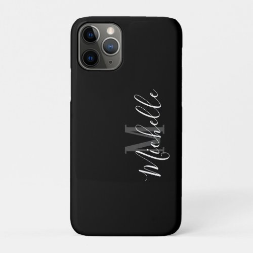 Elegant Black and White Script Personalized iPhone 11 Pro Case