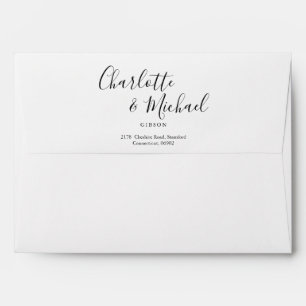Elegant Black and White Script Return Address Envelope