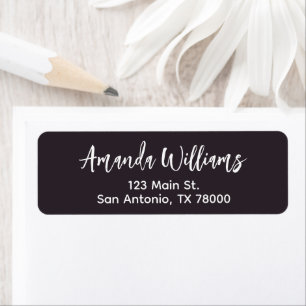 Elegant Black and White Script Return Address Label