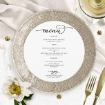 Elegant Black and White Script Round Wedding Menu<br><div class="desc">A simple chic calligraphy wedding menu card. I do offer a free customisation service,  if you have any questions or special requests,  please feel free to contact me.</div>