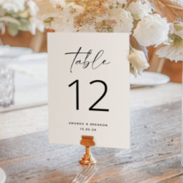 Elegant Black and White Script Table Number