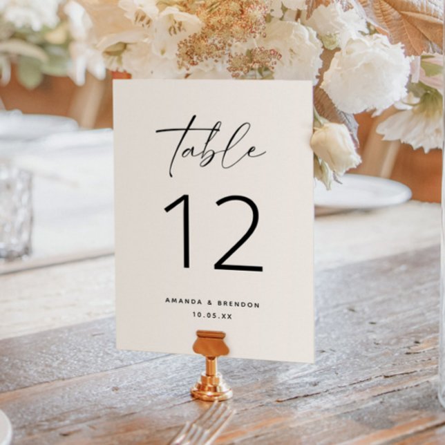 Elegant Black and White Script Table Number (Creator Uploaded)