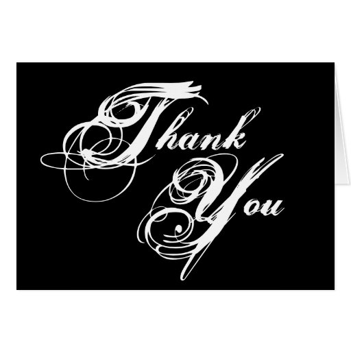 Elegant Black and White Script Thank You Cards | Zazzle