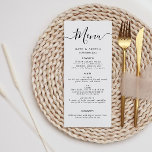 elegant black and white script wedding menu card<br><div class="desc">black and white design. The color and text can be personalized.</div>