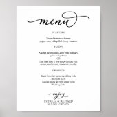 Elegant Black and White Script Wedding Menu Poster | Zazzle