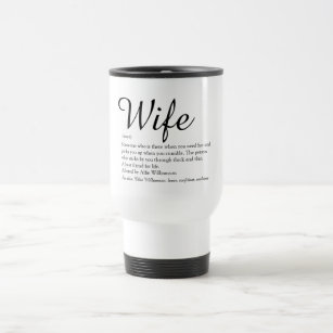 Elegant Black and White Script Wife Definition  Travel Mug