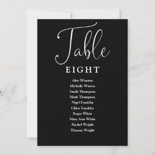 Elegant Black And White Seating Chart Table Number