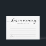 Elegant black and white Share a memory Note Card<br><div class="desc">A simple and elegant card to share a joyful memory about someone. Perfect for memorial service,  or for happier occasions like birthdays,  anniversaries or weddings. Fully customizable colors (text and background).</div>