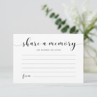 Elegant black and white Share a memory Note Card