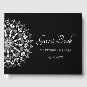 Elegant black and white simple classic guest book
