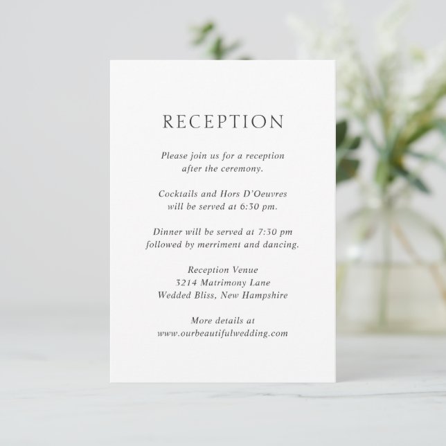 Elegant Black and White Simple Modern Wedding Enclosure Card (Standing Front)