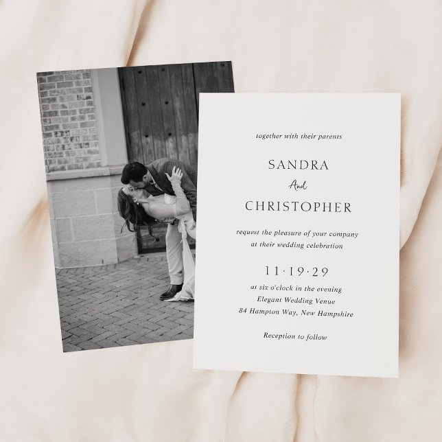 Elegant Black and White Simple Modern Wedding Invitation (Creator Uploaded)