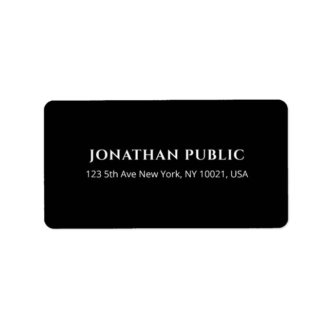 Elegant Black And White Simple Template Address Label (Front)