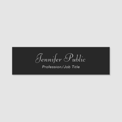Elegant Black And White Simple Template Modern Name Tag