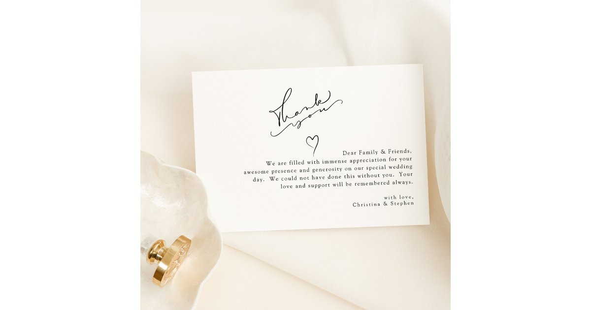 Elegant Black and White Simple Wedding Thank You Card | Zazzle