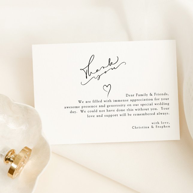 Elegant Black and White Simple Wedding Thank You Card (Creator Uploaded)