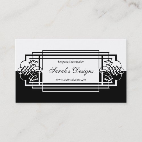 Elegant Black and White Simplicity Scroll Design Business Card