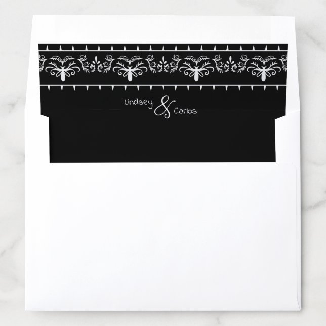 elegant black and white sleek design envelope liner (In Envelope)
