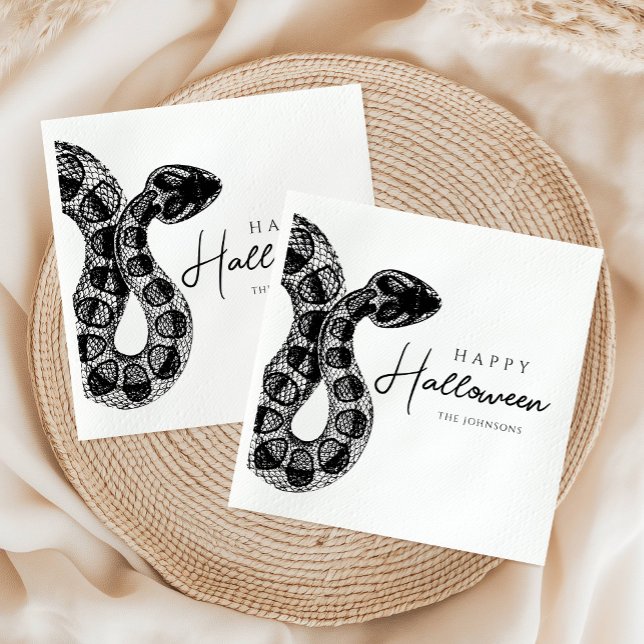 Elegant Black And White Snake Halloween Napkins (Elegant Black And White Snake Halloween Napkins)