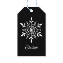 Elegant Black and White Snowflake Personalized