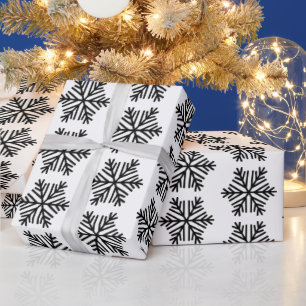 Elegant Black and White Snowflake Wrapping Paper