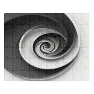 Elegant Black and White Spiral Abstract Design,  Jigsaw Puzzle