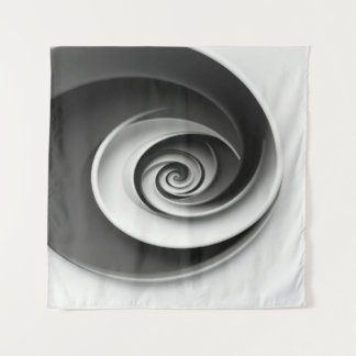 Elegant Black and White Spiral Abstract Design,  Tapestry