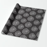Elegant black and white spiral wrapping paper