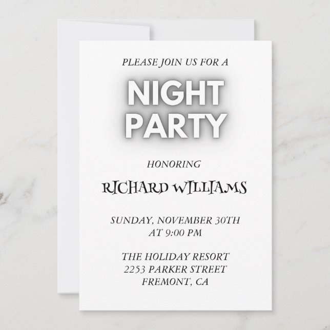Elegant Black and White Stag Party Invitation (Front)