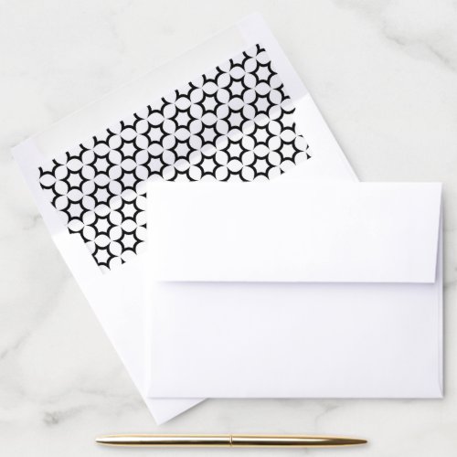 Elegant Black and White Star Shaped Pattern Envelope Liner