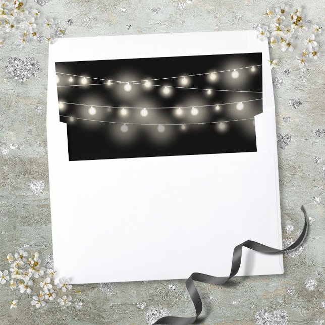 Elegant Black And White String Lights Envelope Liner (Elegant Black And White String Lights Envelope Liner)
