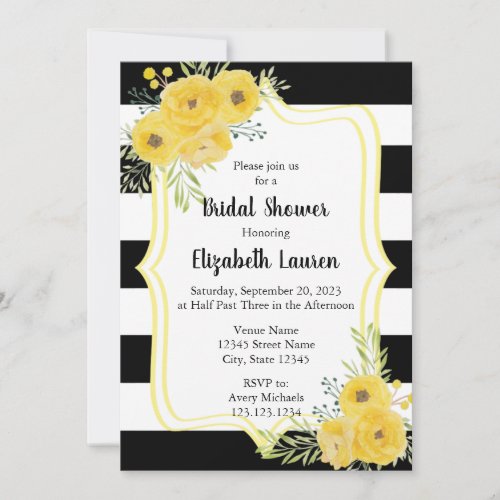 Elegant Black and White Stripe Invitation