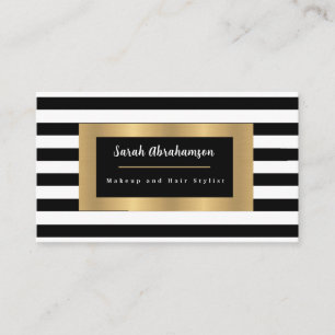 Elegant Black and White Striped Business Card