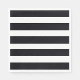 Elegant Black And White Striped Chic Paper Napkins