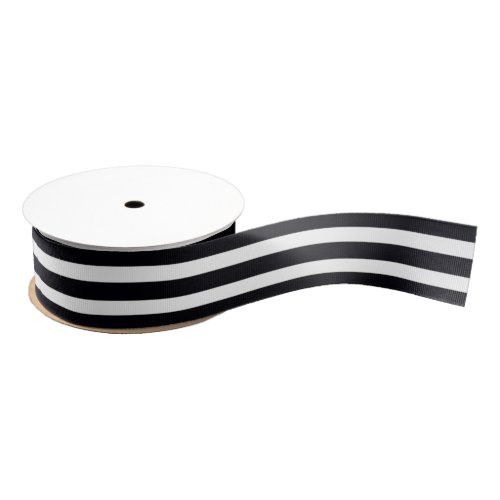 Elegant Black and White Striped Grosgrain Ribbon