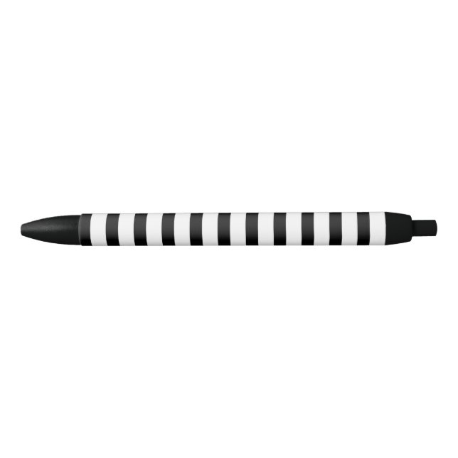 Elegant Black and White Striped Pen (Front)