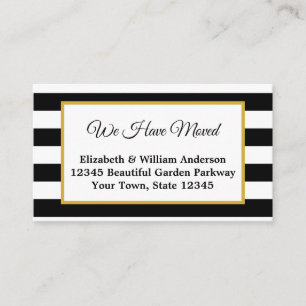 Elegant Black and White Striped We Have Moved Enclosure Card
