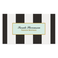 Elegant Black and White Stripes Fashion Boutique Business Cards