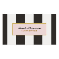 Elegant Black and White Stripes Fashion Boutique Business Card