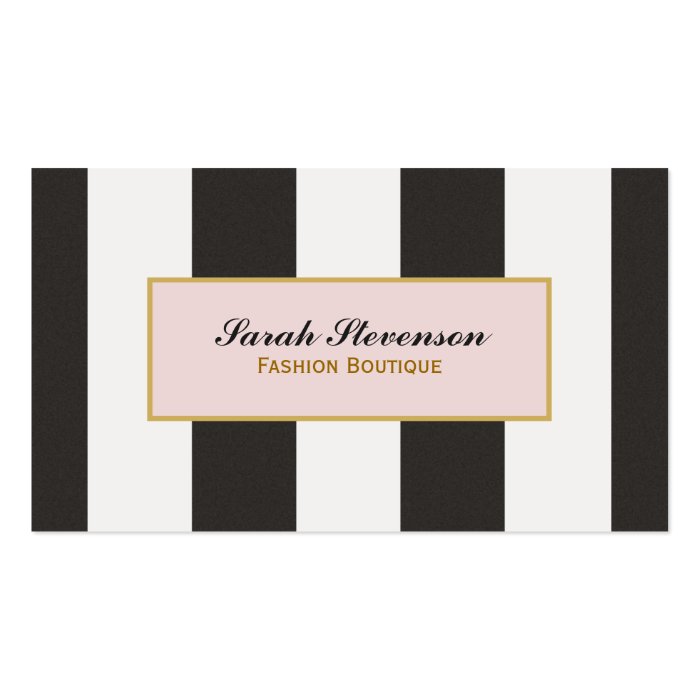 Elegant Black and White Stripes Fashion Boutique Business Card