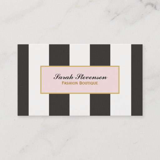 Customizable Elegant Black and White Stripes Fashion Boutique Business Card