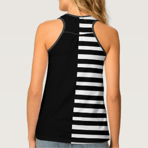 Elegant Black and White Stripes Pattern Tank Top